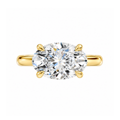 East West Oval Diamond Four Claw Solitaire Engagement Ring