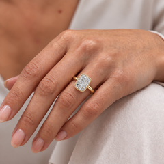 Elongated Cushion Cut Diamond Solitaire Engagement Ring