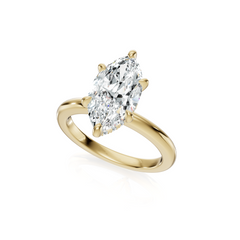 Marquise Cut Lab Grown Diamond Solitaire Engagement Ring With Hidden Halo
