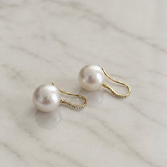 South Sea Pearl and Diamond Drop Earrings