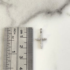 18k White Gold Ladies Natural Diamond Petite Cross Pendant - 0.24ct