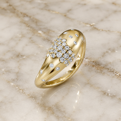 Abstract Gold and Diamond Dome Ring