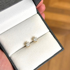 Yellow Gold Lab Grown Diamond Tulip Stud Earrings