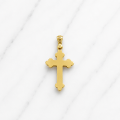 18k Two Tone Solid Orthodox Cross With Crucifix