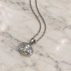 White Gold East-West Bezel Set Oval Lab Diamond Pendant