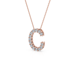 Lab Grown Diamond Initial ‘C’ Pendant With Chain