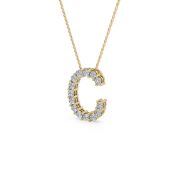 Lab Grown Diamond Initial ‘C’ Pendant With Chain
