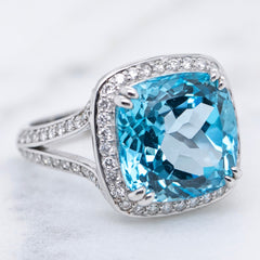 Blue Topaz and Diamond Cocktail Ring