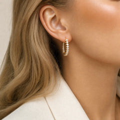 Yellow Gold Inside-Out Lab Grown Diamond Hoops - 2.70ct