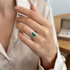 Green Tourmaline and Diamond Cocktail Ring
