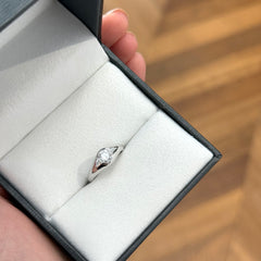 9k White Gold Diamond Signet Ring