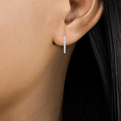 Emerald Cut Lab Grown Diamond Hoop Earrings