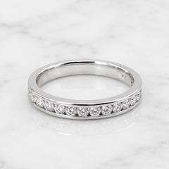 18k White Gold Stackable Channel Set Diamond Ring