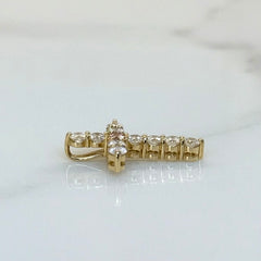 18k Yellow Gold Pink and White Lab Grown Diamond Cross  With Chain