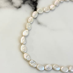 Flat Oval Freshwater Pearl Necklace