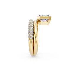 East West Emerald Cut Natural Diamond Engagement Ring