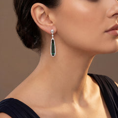 Green Tourmaline & Diamond Drop Earrings