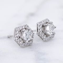 Lab Grown Hexagonal Diamond Stud Earrings