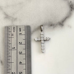 18k White Gold Ladies Natural Diamond Cross Pendant - 1.10ct