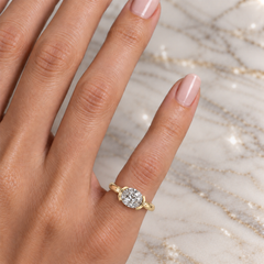 East West Oval Cut Lab Diamond Pinky Ring