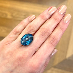 Oval Checkerboard Cut London Blue Topaz - 23.57ct