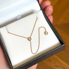18k Rose Gold Diamond Set Lariat Necklace
