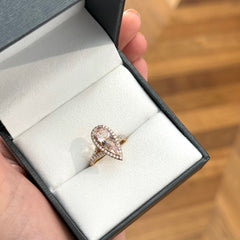 Rose Gold Pink Morganite & Diamond Cocktail Ring