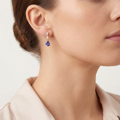 9k Yellow Gold Tanzanite & Diamond Drop Earrings