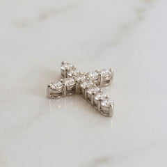 18k White Gold Ladies Lab Grown Diamond Slider Cross Pendant