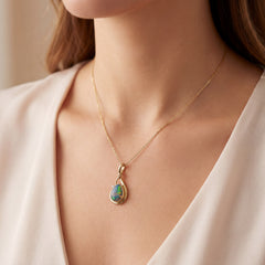 Australian Opal & Diamond Pendant