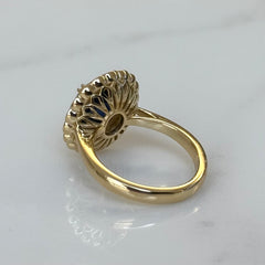 18k Yellow Gold Oval Ceylon Sapphire &  Diamond Cocktail Ring