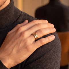Men's Two Tone Rock Stud Wedding Ring