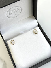 18k Yellow Gold Oval Cut Diamond Stud Earrings