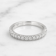 18k White Gold Stackable French Pave Diamond Ring