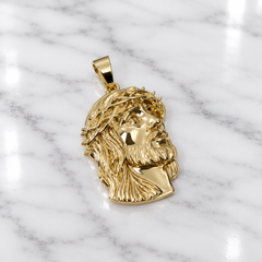 Men's 18k Yellow Gold Jesus Head Pendant
