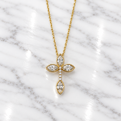 Marquise Lab Grown Diamond Cross With Chain