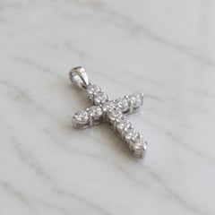 18k White Gold Ladies Natural Diamond Cross Pendant - 1.10ct