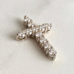 18k White Gold Ladies Lab Grown Diamond Slider Cross Pendant