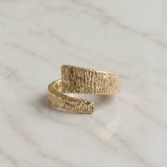 9k Yellow Gold Textured Wrap Ring
