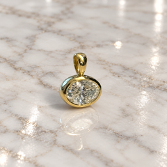 Yellow Gold East-West Bezel Set Oval Lab Diamond Pendant