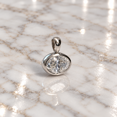 White Gold East-West Bezel Set Oval Lab Diamond Pendant