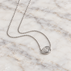 White Gold East-West Bezel Set Pear Lab Diamond Necklace