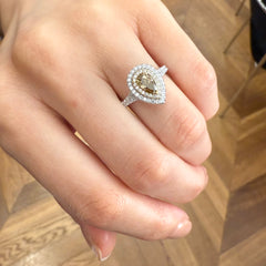 18k White Gold Natural Champagne & White Diamond Ring