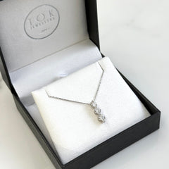 18k White Gold Lab Grown Diamond Drop Pendant & Chain
