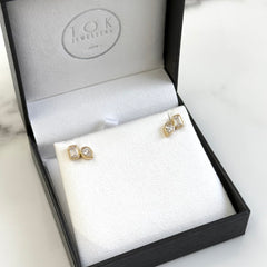 18k Yellow Gold Pear Shape & Emerald Cut Lab Grown Diamond Earrings