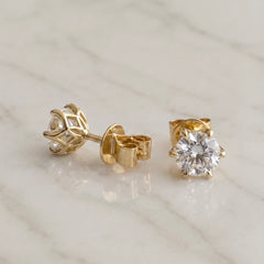 Yellow Gold Lab Grown Diamond Tulip Stud Earrings