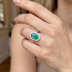 Yellow Gold Australian Opal and Diamond Cocktail Ring