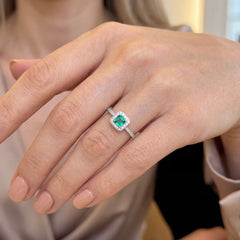 Asscher Cut Emerald and Diamond Cocktail Ring
