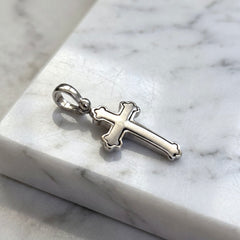 Men's 18k White Gold Matte Finish Orthodox Cross - Small