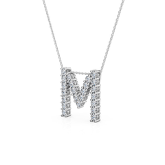 Lab Grown Diamond Initial ‘M’ Pendant With Chain